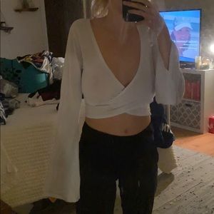 White cross over crop top